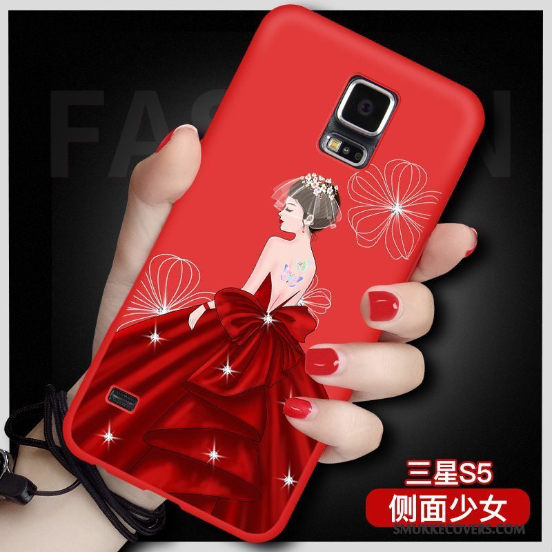 Etui Samsung Galaxy S5 Silikone Rød Telefon, Cover Samsung Galaxy S5 Beskyttelse Anti-fald Stor