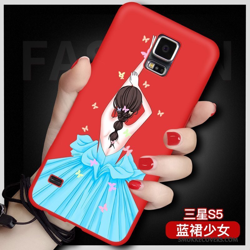 Etui Samsung Galaxy S5 Silikone Rød Telefon, Cover Samsung Galaxy S5 Beskyttelse Anti-fald Stor