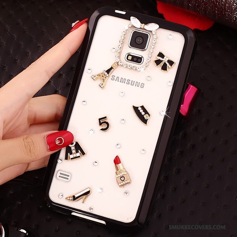 Etui Samsung Galaxy S5 Strass Lyserød Hængende Hals, Cover Samsung Galaxy S5 Blød Telefonanti-fald