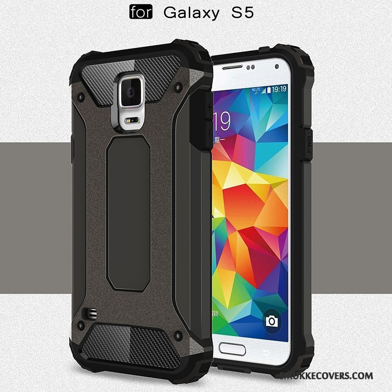 Etui Samsung Galaxy S5 Tasker Anti-fald Telefon, Cover Samsung Galaxy S5 Silikone Bagdæksel Sølv