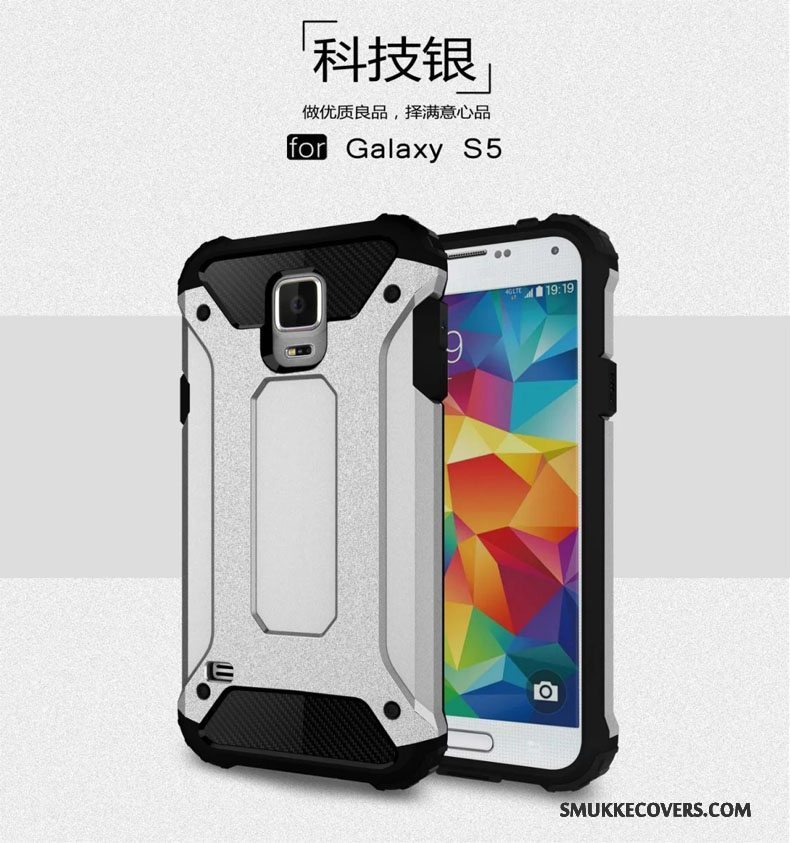 Etui Samsung Galaxy S5 Tasker Gasbag Tre Forsvar, Cover Samsung Galaxy S5 Silikone Telefonsølv