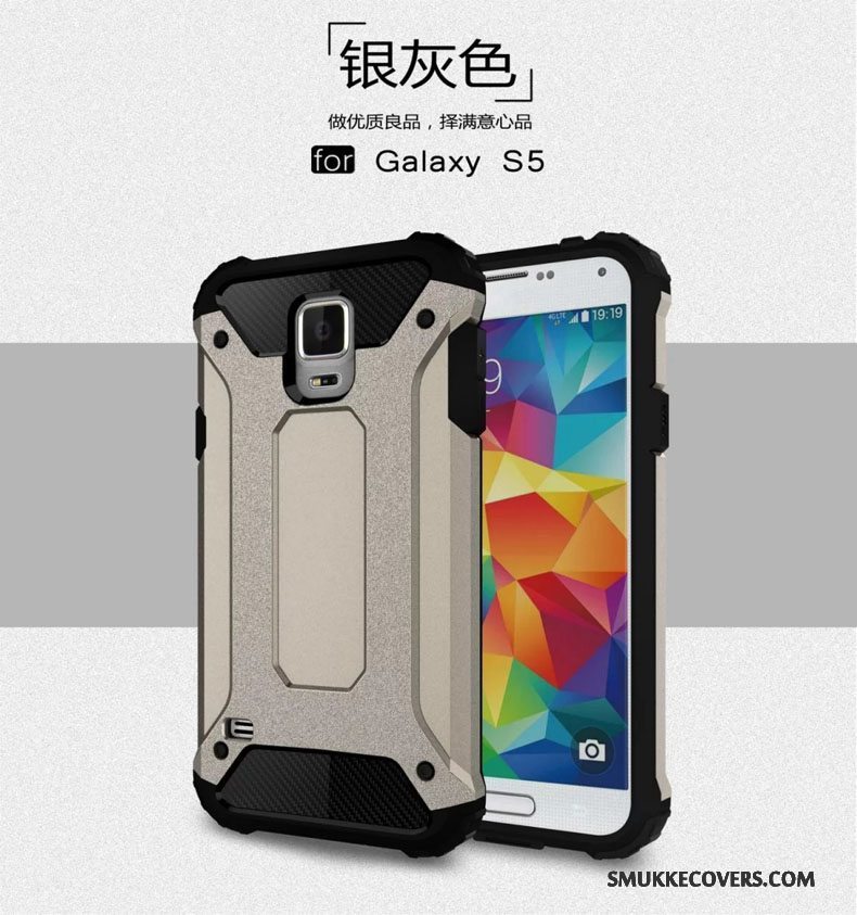 Etui Samsung Galaxy S5 Tasker Gasbag Tre Forsvar, Cover Samsung Galaxy S5 Silikone Telefonsølv