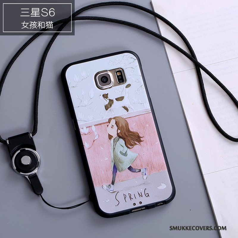 Etui Samsung Galaxy S6 Cartoon Af Personlighed Anti-fald, Cover Samsung Galaxy S6 Silikone Hængende Ornamenter Telefon