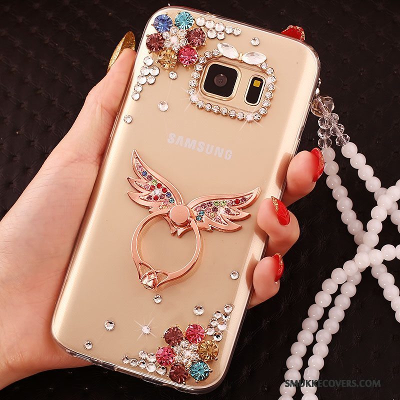 Etui Samsung Galaxy S6 Edge + Beskyttelse Guld Stor, Cover Samsung Galaxy S6 Edge + Telefon