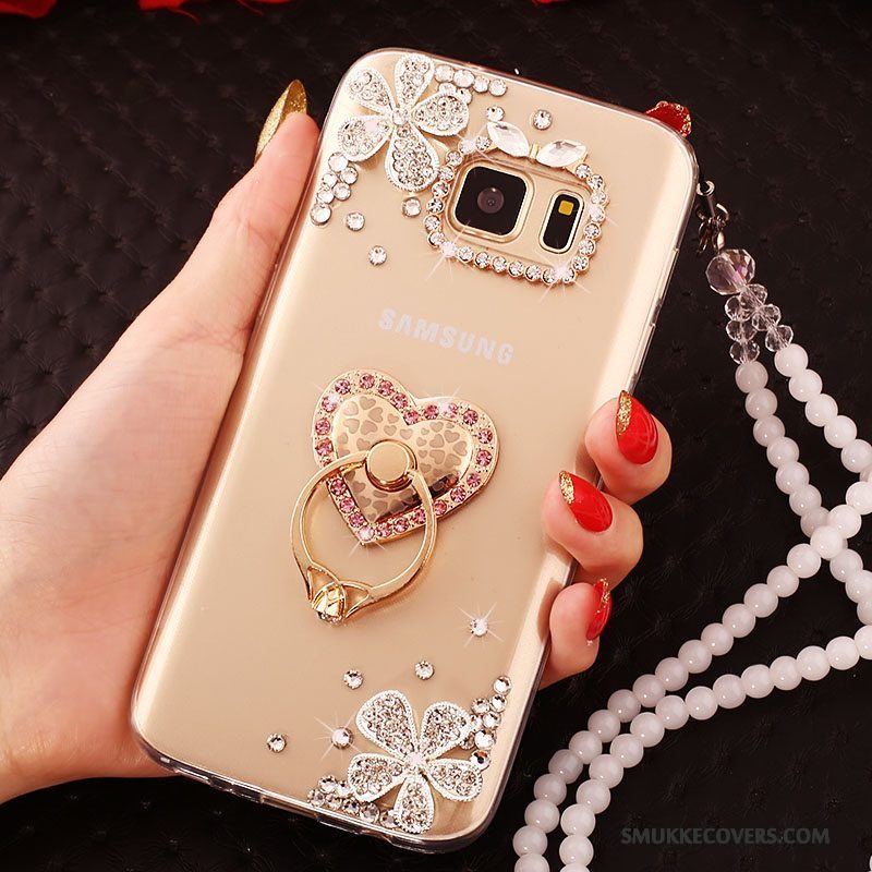 Etui Samsung Galaxy S6 Edge + Beskyttelse Guld Stor, Cover Samsung Galaxy S6 Edge + Telefon