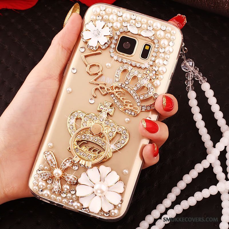 Etui Samsung Galaxy S6 Edge + Beskyttelse Guld Stor, Cover Samsung Galaxy S6 Edge + Telefon