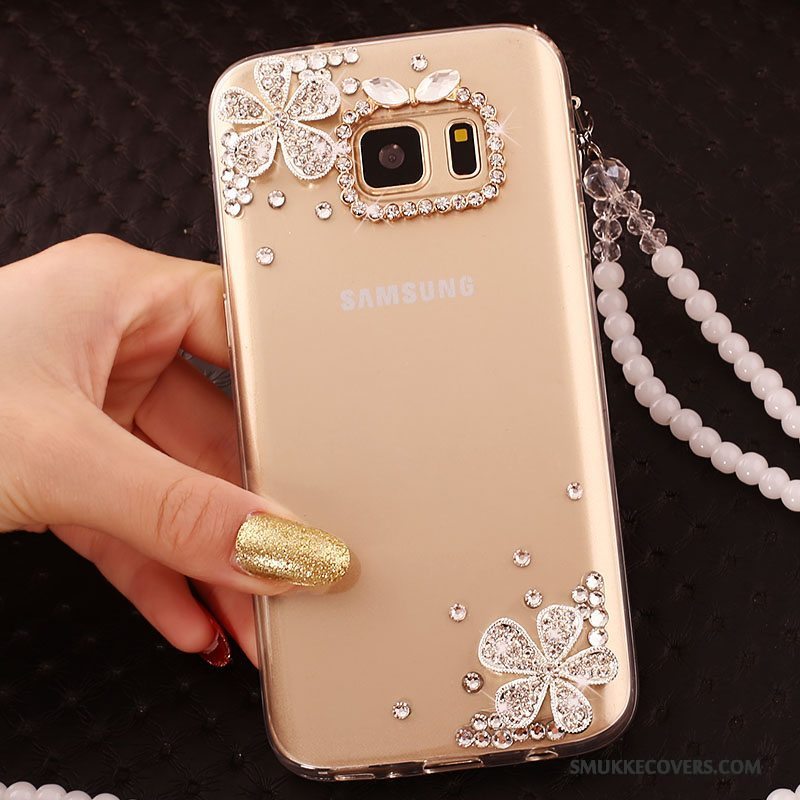 Etui Samsung Galaxy S6 Edge + Beskyttelse Guld Stor, Cover Samsung Galaxy S6 Edge + Telefon