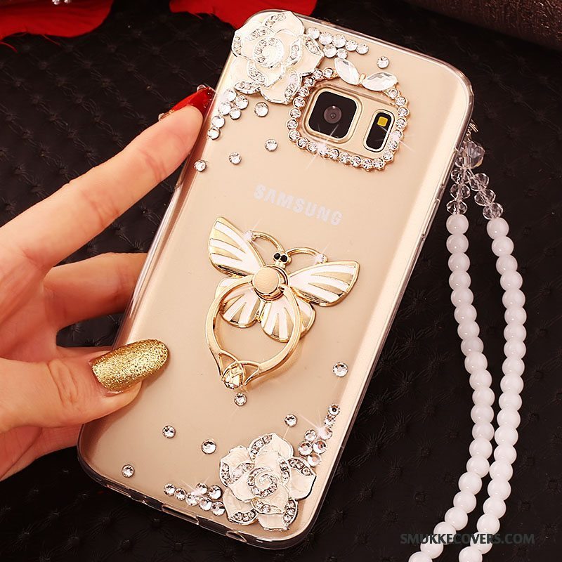 Etui Samsung Galaxy S6 Edge + Beskyttelse Guld Stor, Cover Samsung Galaxy S6 Edge + Telefon