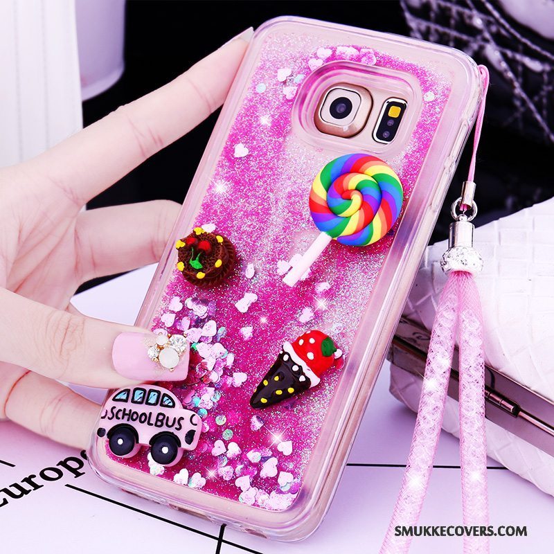 Etui Samsung Galaxy S6 Edge + Beskyttelse Hængende Ornamenter Lilla, Cover Samsung Galaxy S6 Edge + Cartoon Quicksand Telefon