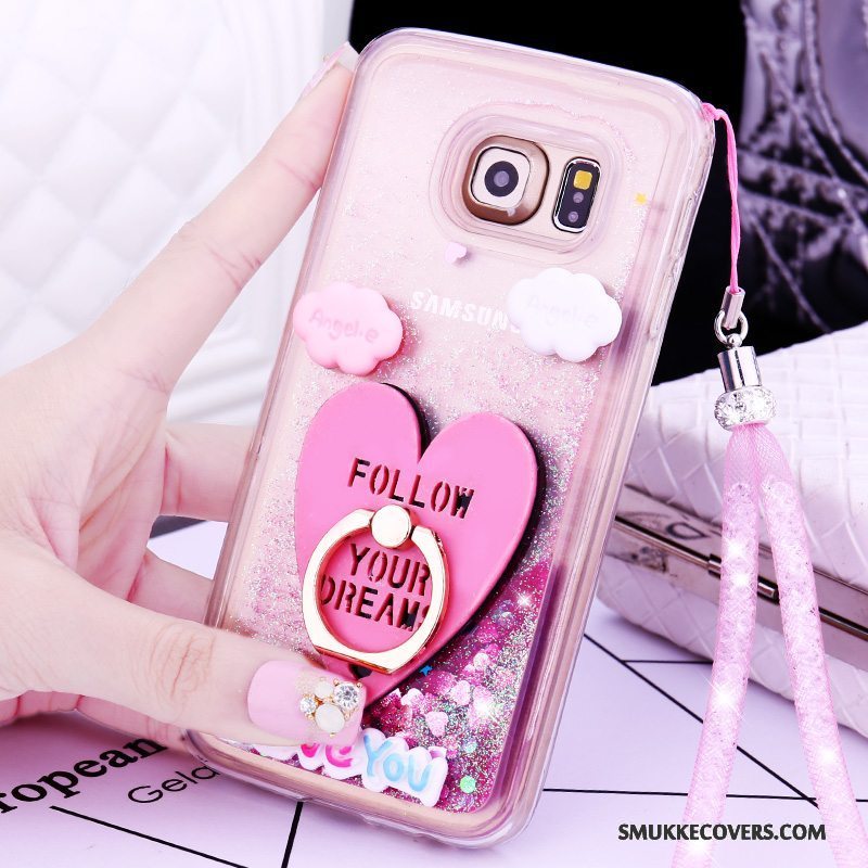 Etui Samsung Galaxy S6 Edge + Beskyttelse Hængende Ornamenter Lilla, Cover Samsung Galaxy S6 Edge + Cartoon Quicksand Telefon