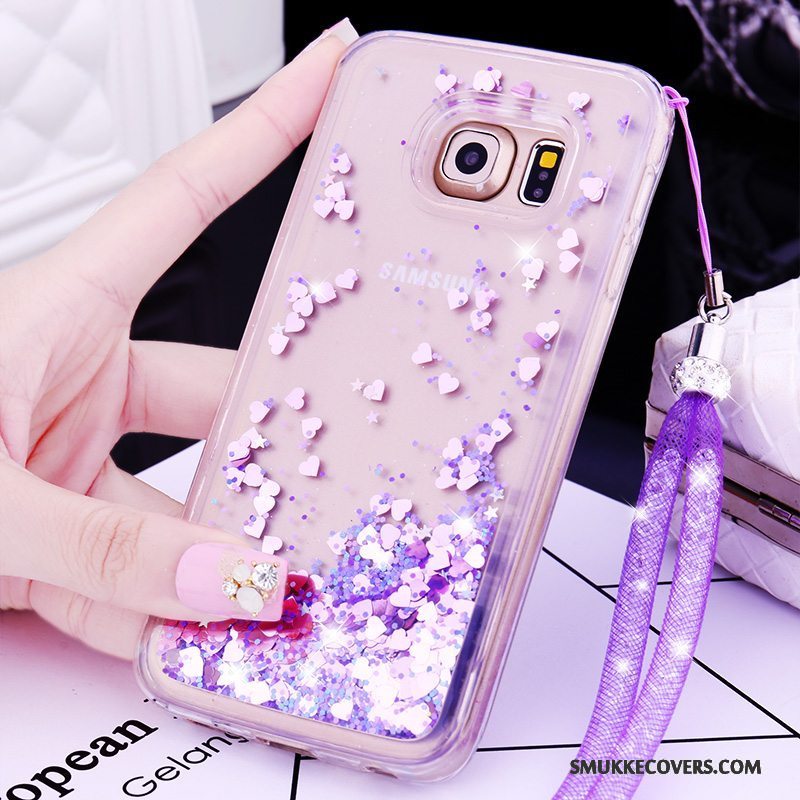 Etui Samsung Galaxy S6 Edge + Beskyttelse Hængende Ornamenter Lilla, Cover Samsung Galaxy S6 Edge + Cartoon Quicksand Telefon