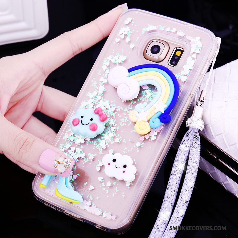 Etui Samsung Galaxy S6 Edge + Beskyttelse Hængende Ornamenter Lilla, Cover Samsung Galaxy S6 Edge + Cartoon Quicksand Telefon