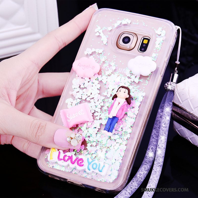 Etui Samsung Galaxy S6 Edge + Beskyttelse Hængende Ornamenter Lilla, Cover Samsung Galaxy S6 Edge + Cartoon Quicksand Telefon