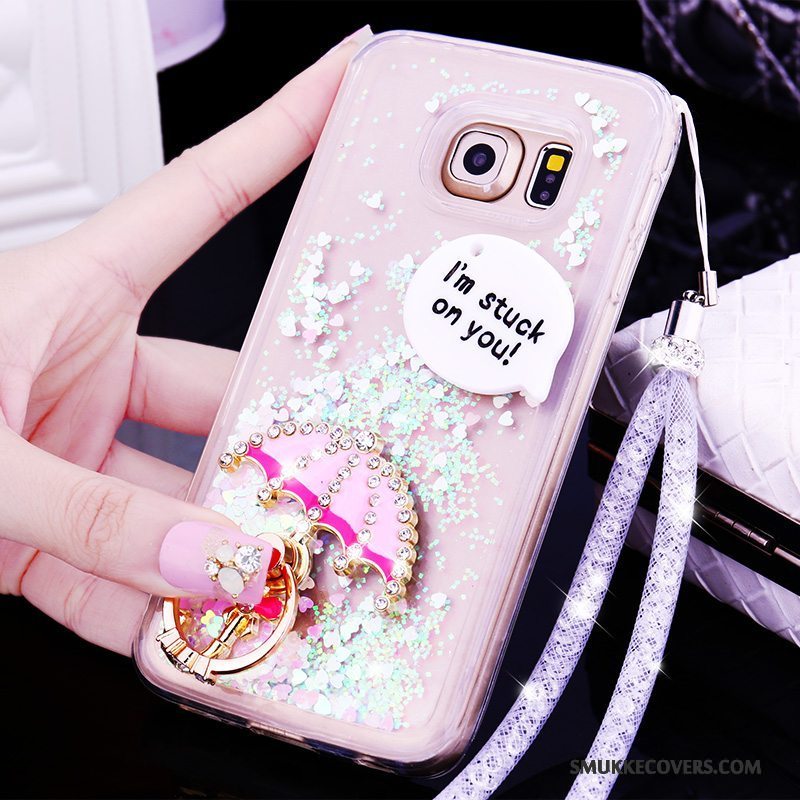 Etui Samsung Galaxy S6 Edge + Beskyttelse Hængende Ornamenter Lilla, Cover Samsung Galaxy S6 Edge + Cartoon Quicksand Telefon