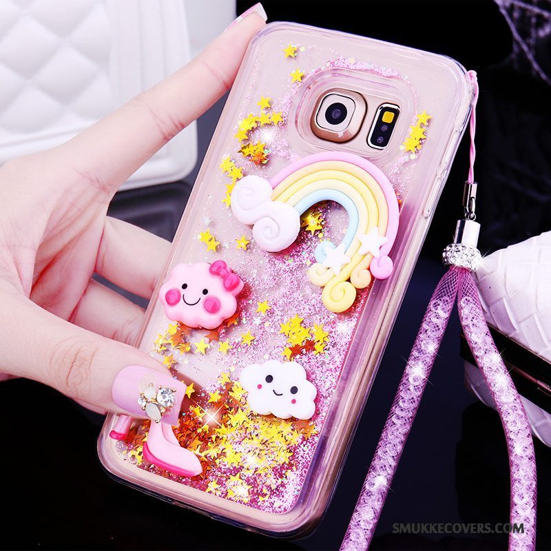 Etui Samsung Galaxy S6 Edge + Beskyttelse Hængende Ornamenter Lilla, Cover Samsung Galaxy S6 Edge + Cartoon Quicksand Telefon