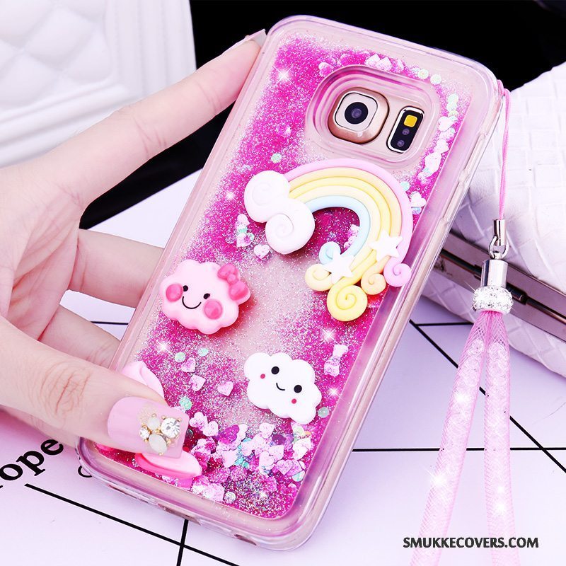 Etui Samsung Galaxy S6 Edge + Beskyttelse Hængende Ornamenter Lilla, Cover Samsung Galaxy S6 Edge + Cartoon Quicksand Telefon