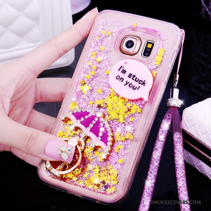 Etui Samsung Galaxy S6 Edge + Beskyttelse Hængende Ornamenter Lilla, Cover Samsung Galaxy S6 Edge + Cartoon Quicksand Telefon