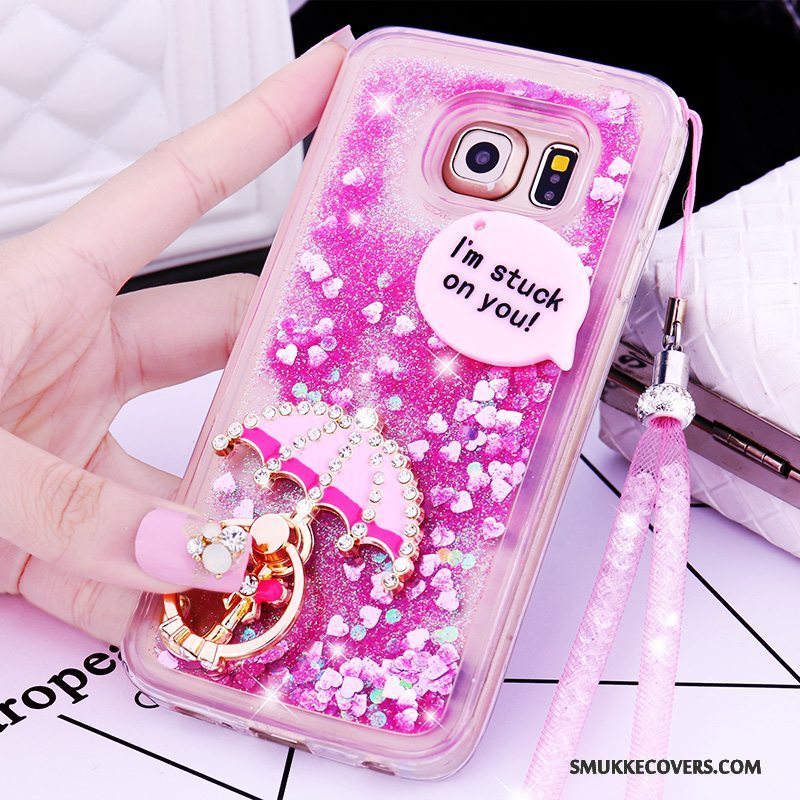 Etui Samsung Galaxy S6 Edge + Beskyttelse Hængende Ornamenter Lilla, Cover Samsung Galaxy S6 Edge + Cartoon Quicksand Telefon