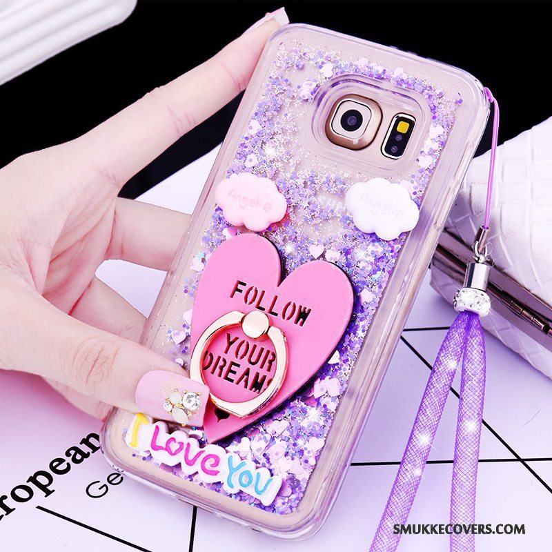 Etui Samsung Galaxy S6 Edge + Beskyttelse Hængende Ornamenter Lilla, Cover Samsung Galaxy S6 Edge + Cartoon Quicksand Telefon