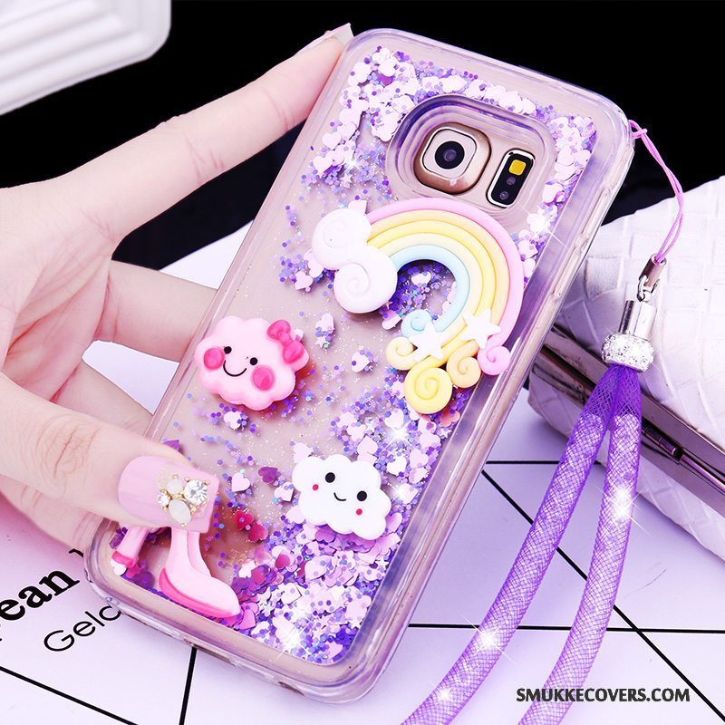 Etui Samsung Galaxy S6 Edge + Beskyttelse Hængende Ornamenter Lilla, Cover Samsung Galaxy S6 Edge + Cartoon Quicksand Telefon