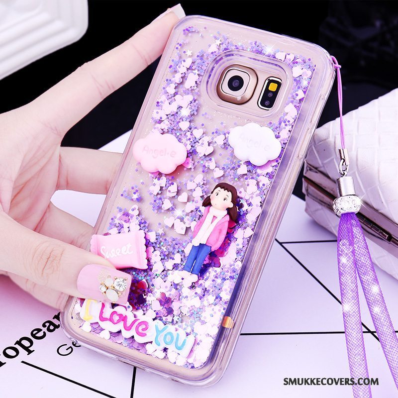 Etui Samsung Galaxy S6 Edge + Beskyttelse Hængende Ornamenter Lilla, Cover Samsung Galaxy S6 Edge + Cartoon Quicksand Telefon