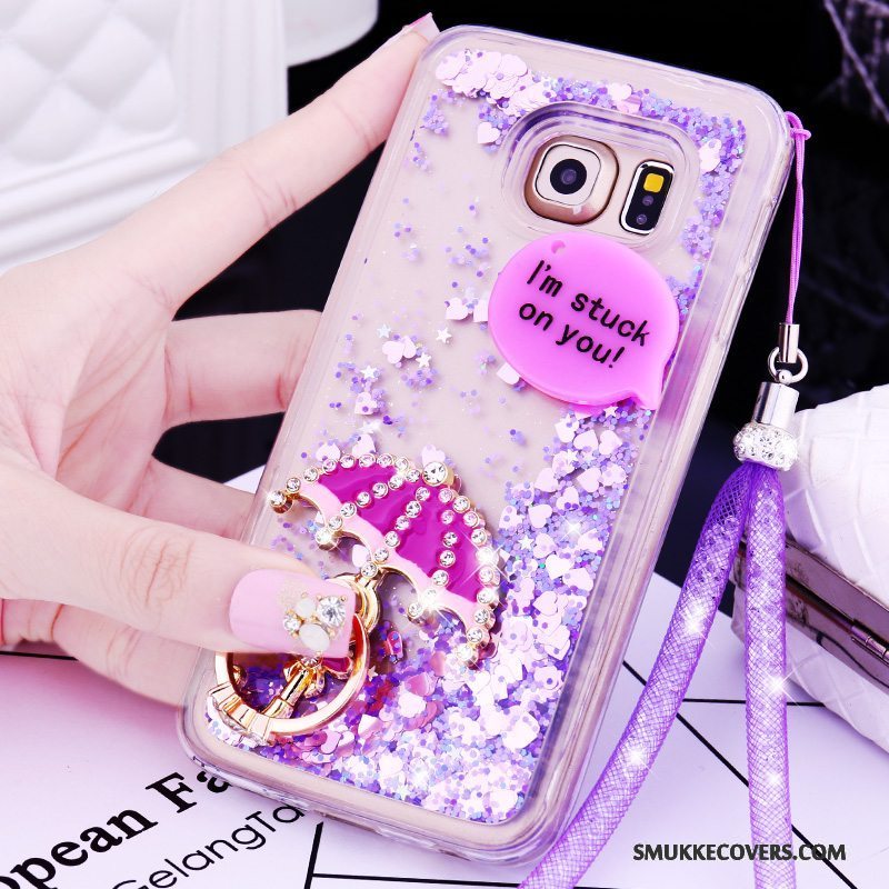 Etui Samsung Galaxy S6 Edge + Beskyttelse Hængende Ornamenter Lilla, Cover Samsung Galaxy S6 Edge + Cartoon Quicksand Telefon