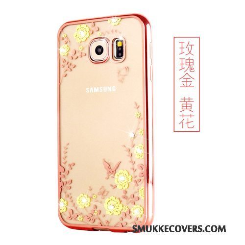 Etui Samsung Galaxy S6 Edge + Blød Gennemsigtig Guld, Cover Samsung Galaxy S6 Edge + Beskyttelse