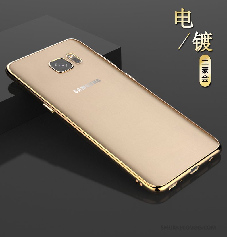 Etui Samsung Galaxy S6 Edge Blød Telefontynd, Cover Samsung Galaxy S6 Edge Silikone Guld Gennemsigtig