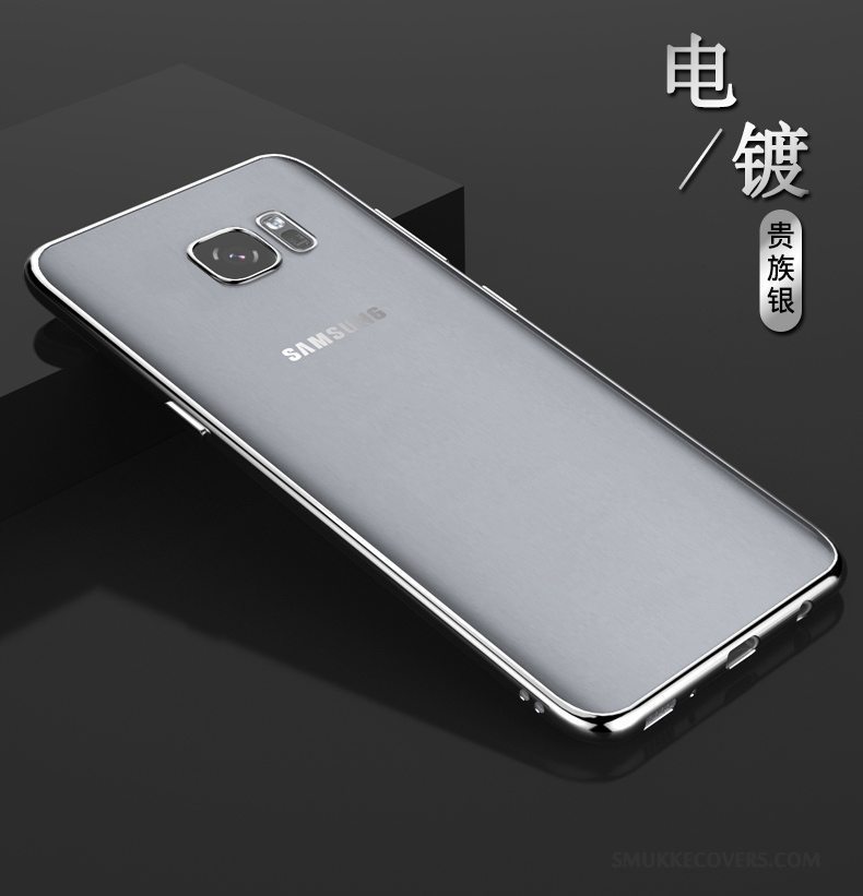 Etui Samsung Galaxy S6 Edge Blød Telefontynd, Cover Samsung Galaxy S6 Edge Silikone Guld Gennemsigtig