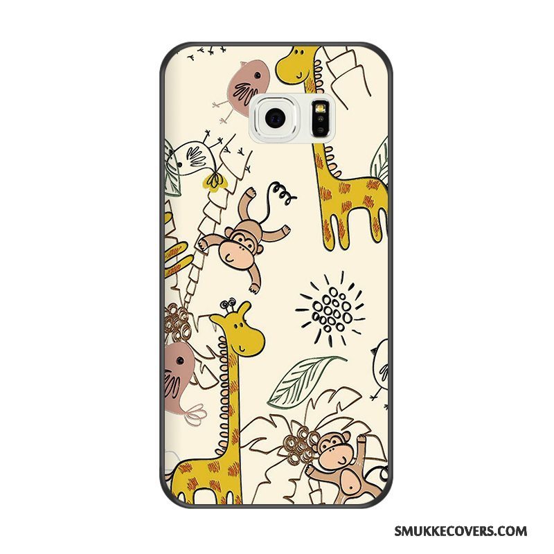 Etui Samsung Galaxy S6 Edge Cartoon Telefonblå, Cover Samsung Galaxy S6 Edge Relief Sort