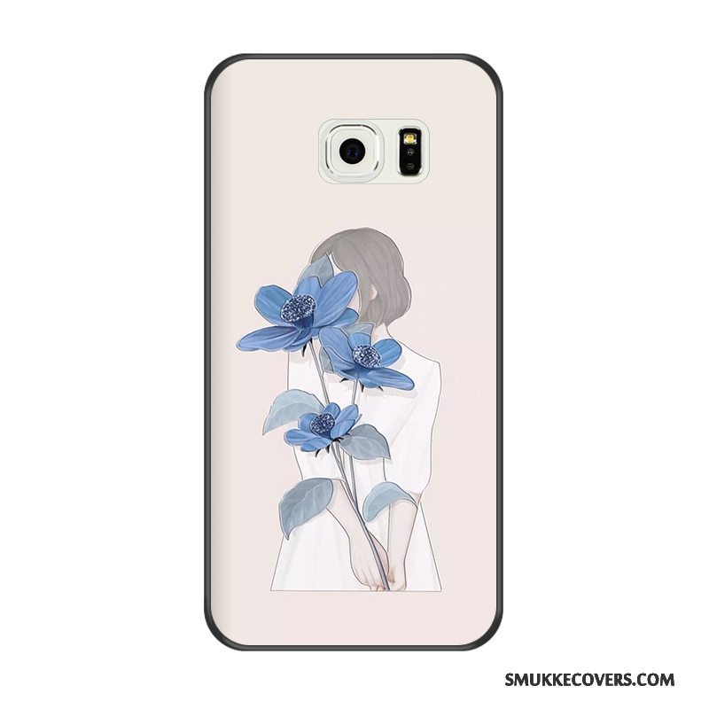 Etui Samsung Galaxy S6 Edge Cartoon Telefonblå, Cover Samsung Galaxy S6 Edge Relief Sort