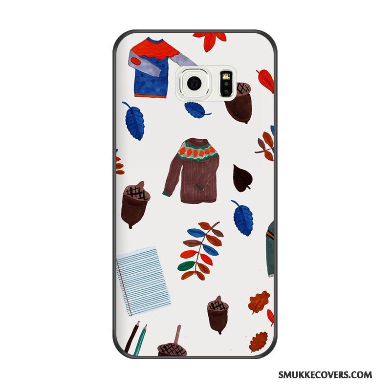 Etui Samsung Galaxy S6 Edge Cartoon Telefonblå, Cover Samsung Galaxy S6 Edge Relief Sort