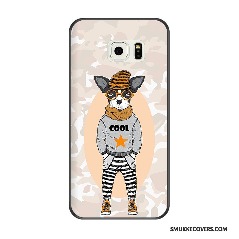 Etui Samsung Galaxy S6 Edge Cartoon Telefonblå, Cover Samsung Galaxy S6 Edge Relief Sort