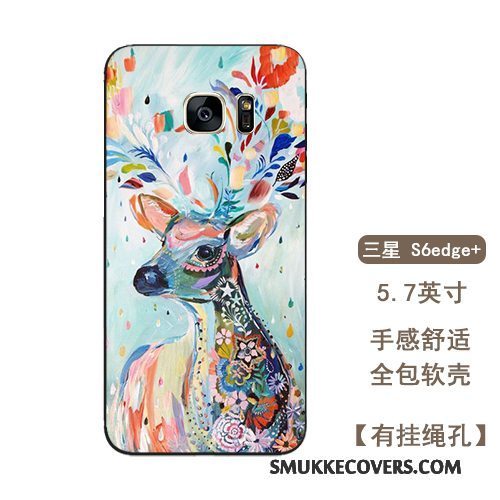 Etui Samsung Galaxy S6 Edge + Farve Hjorte Anti-fald, Cover Samsung Galaxy S6 Edge + Tasker Blomster Telefon