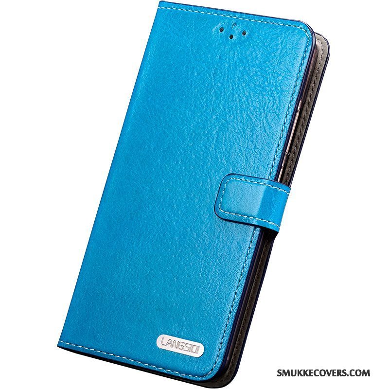 Etui Samsung Galaxy S6 Edge + Folio Anti-fald Telefon, Cover Samsung Galaxy S6 Edge + Beskyttelse Blå