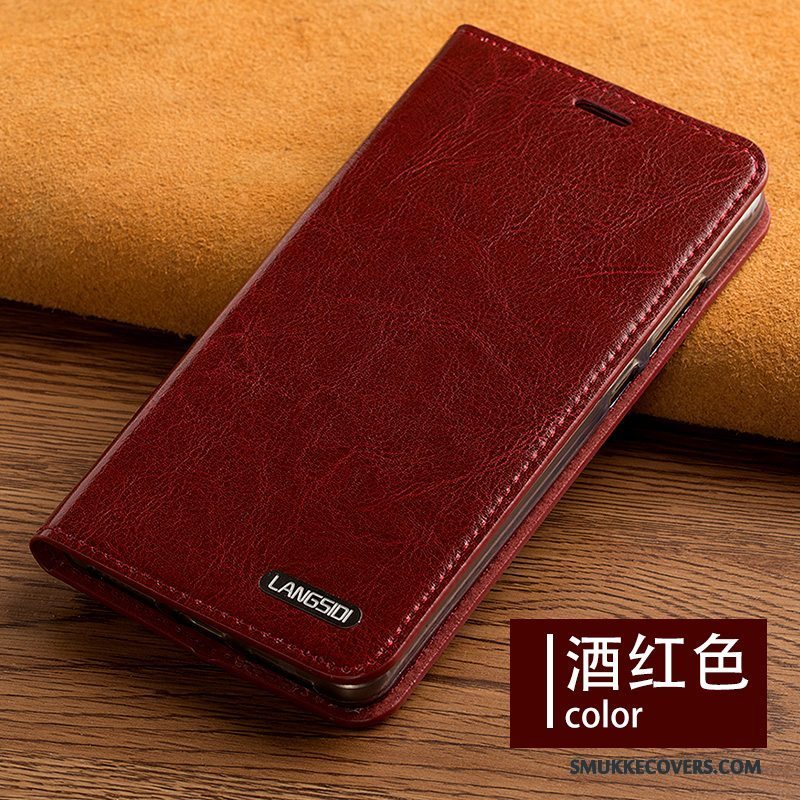 Etui Samsung Galaxy S6 Edge + Folio Brun Anti-fald, Cover Samsung Galaxy S6 Edge + Læder Telefon