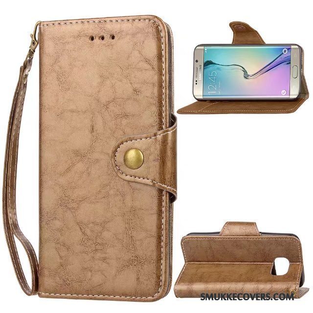 Etui Samsung Galaxy S6 Edge Læder Anti-fald Rød, Cover Samsung Galaxy S6 Edge Folio Trendy Telefon