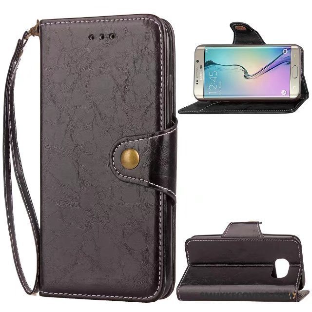 Etui Samsung Galaxy S6 Edge Læder Anti-fald Rød, Cover Samsung Galaxy S6 Edge Folio Trendy Telefon