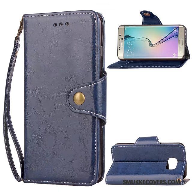 Etui Samsung Galaxy S6 Edge Læder Anti-fald Rød, Cover Samsung Galaxy S6 Edge Folio Trendy Telefon