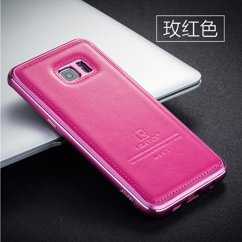 Etui Samsung Galaxy S6 Edge + Metal Telefon, Cover Samsung Galaxy S6 Edge + Læder