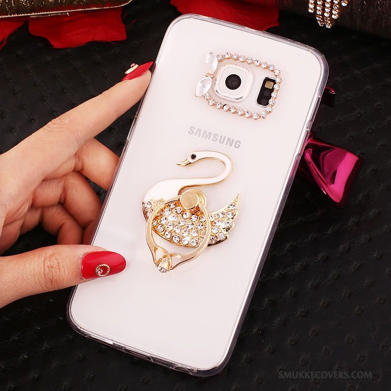 Etui Samsung Galaxy S6 Edge + Silikone Guld Ring, Cover Samsung Galaxy S6 Edge + Beskyttelse