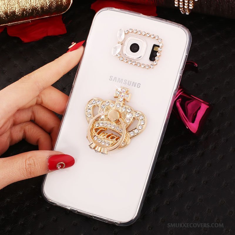 Etui Samsung Galaxy S6 Edge + Silikone Guld Ring, Cover Samsung Galaxy S6 Edge + Beskyttelse