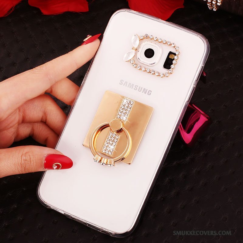 Etui Samsung Galaxy S6 Edge + Silikone Guld Ring, Cover Samsung Galaxy S6 Edge + Beskyttelse