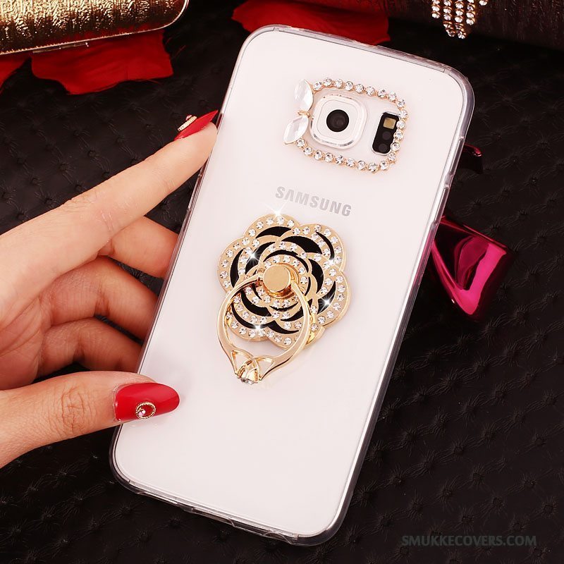 Etui Samsung Galaxy S6 Edge + Silikone Guld Ring, Cover Samsung Galaxy S6 Edge + Beskyttelse