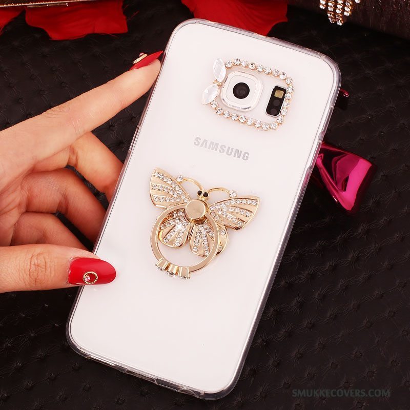 Etui Samsung Galaxy S6 Edge + Silikone Guld Ring, Cover Samsung Galaxy S6 Edge + Beskyttelse