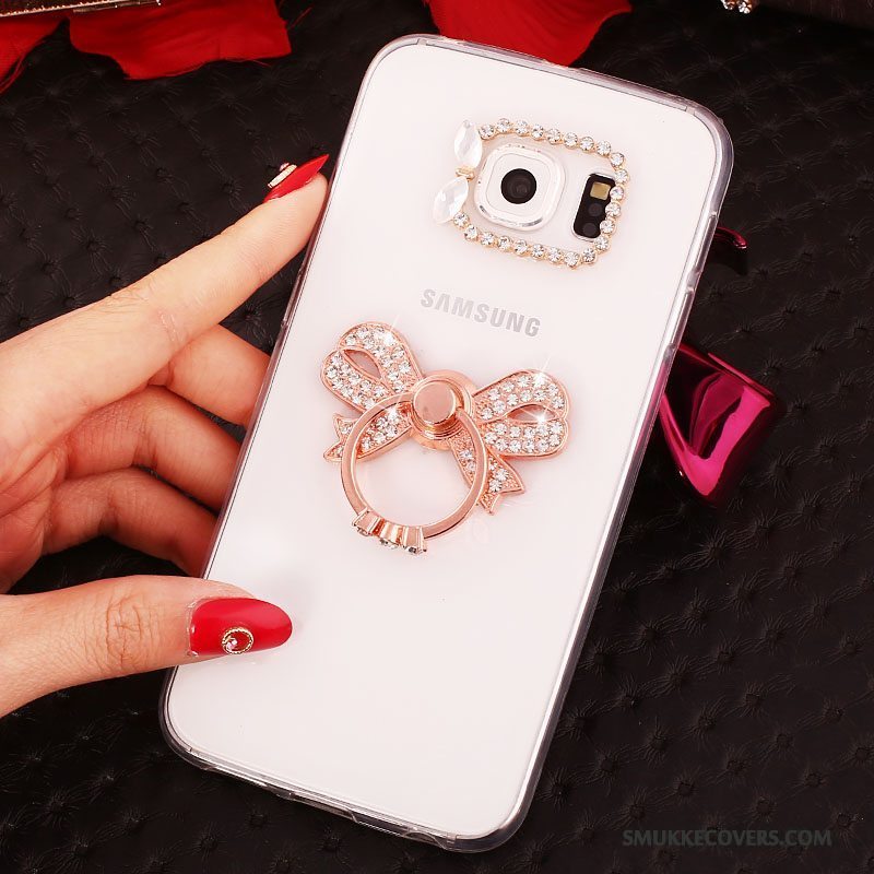 Etui Samsung Galaxy S6 Edge + Silikone Guld Ring, Cover Samsung Galaxy S6 Edge + Beskyttelse
