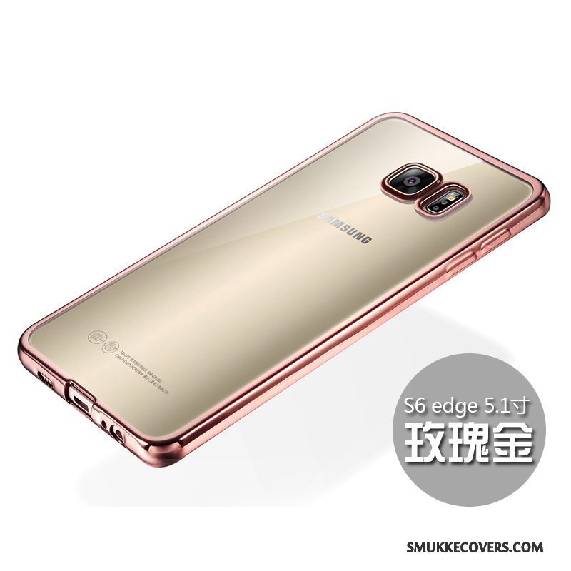 Etui Samsung Galaxy S6 Edge Silikone Guld Tynd, Cover Samsung Galaxy S6 Edge Blød Telefonanti-fald