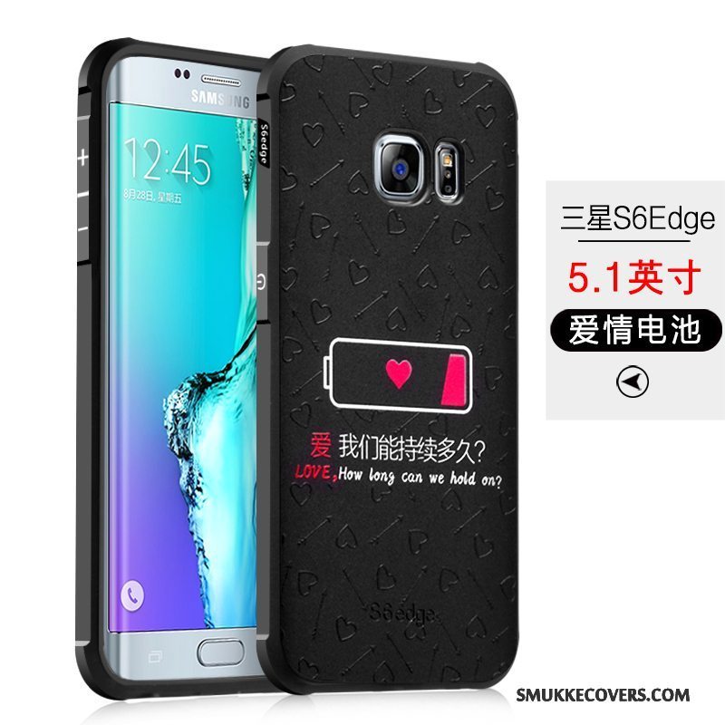 Etui Samsung Galaxy S6 Edge Silikone Sort Anti-fald, Cover Samsung Galaxy S6 Edge Blød Telefon