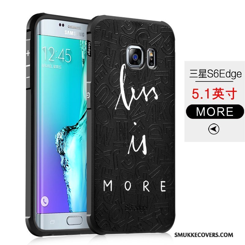 Etui Samsung Galaxy S6 Edge Silikone Sort Anti-fald, Cover Samsung Galaxy S6 Edge Blød Telefon
