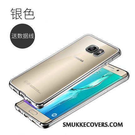 Etui Samsung Galaxy S6 Edge + Silikone Telefontynd, Cover Samsung Galaxy S6 Edge + Blød Gennemsigtig Guld